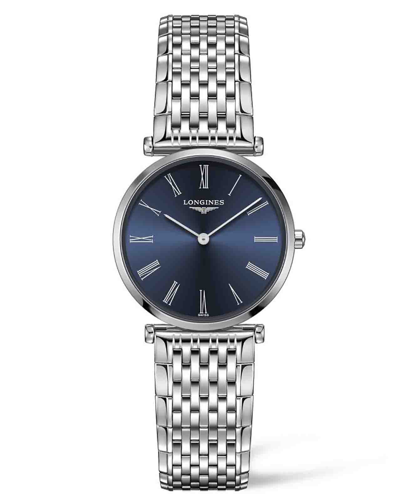 Longines Longines La Grande Classique L4.512.4.94.6  L45124946 кварцевые женские часы синий циферблат, браслет нержавеющая сталь — вид спереди